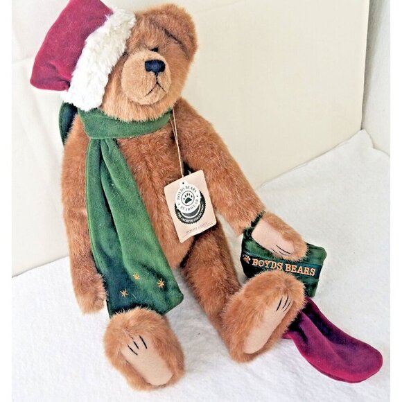 Boyds 83005 Nickleby S. Claus Stocking Hat Christmas Stuffed‎ Animal Plush Bear - Picture 1 of 5